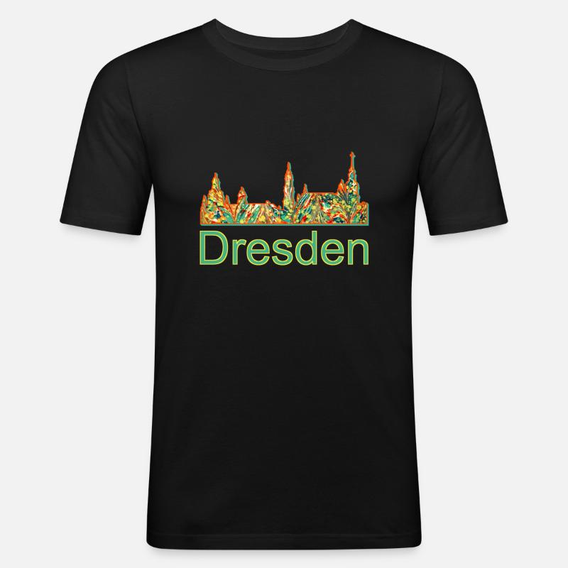 dresden e 20 - Männer Slim Fit T-Shirt - Schwarz