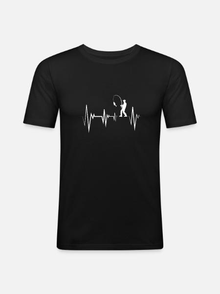 Fishing Heartbeat Angler Ekg - Men's Slim Fit T-Shirt - black