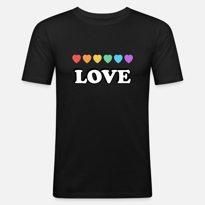 Love Rainbow Hearts - Men's Slim Fit T-Shirt - black