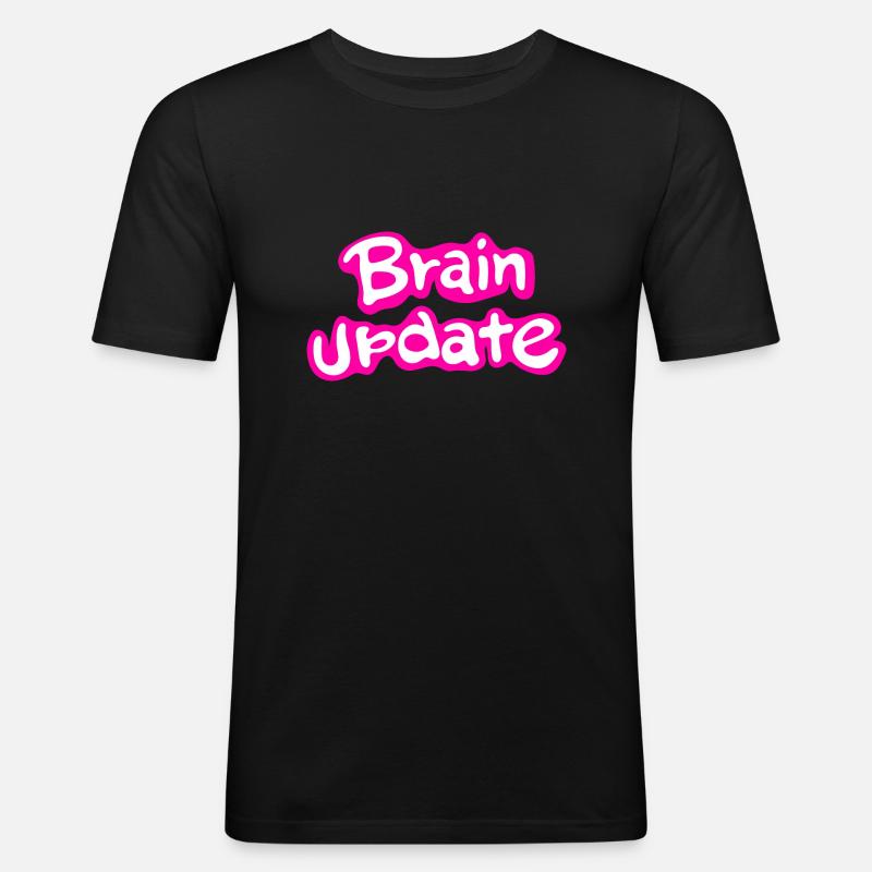 Brain Update Comic Font Pink. - Men's Slim Fit T-Shirt - black