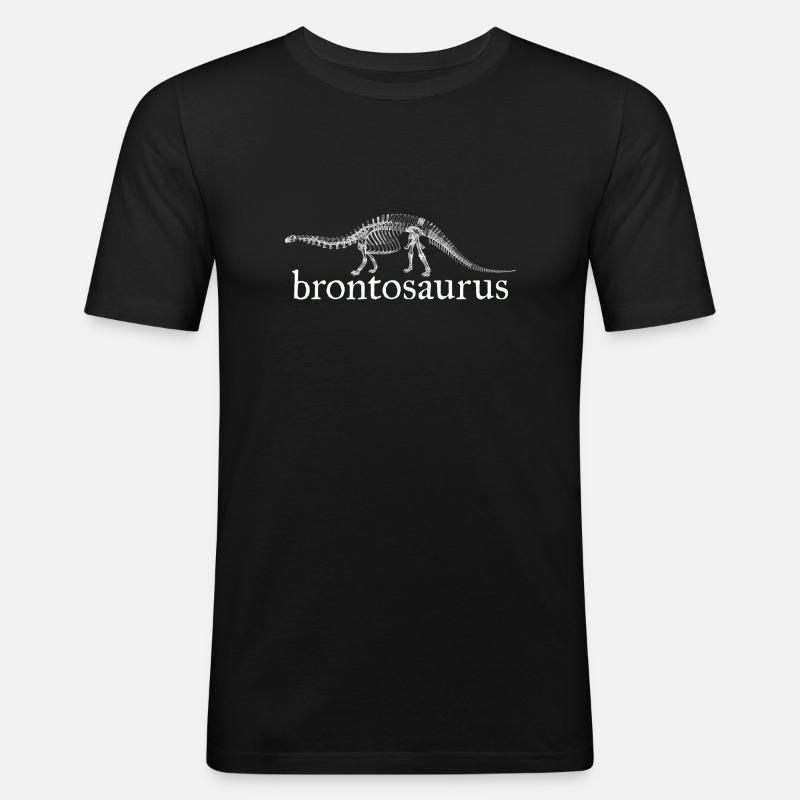 Brontosaurus Dinosaurier - Männer Slim Fit T-Shirt - Schwarz