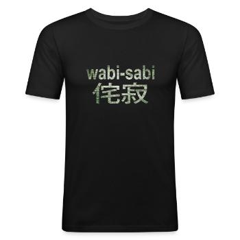 wabi sabi - Men's Slim Fit T-Shirt - black - Front - Nik (191cm)