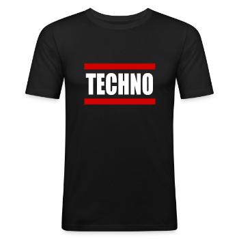 Techno Rave Music - Men's Slim Fit T-Shirt - black - Front - Nik (191cm)