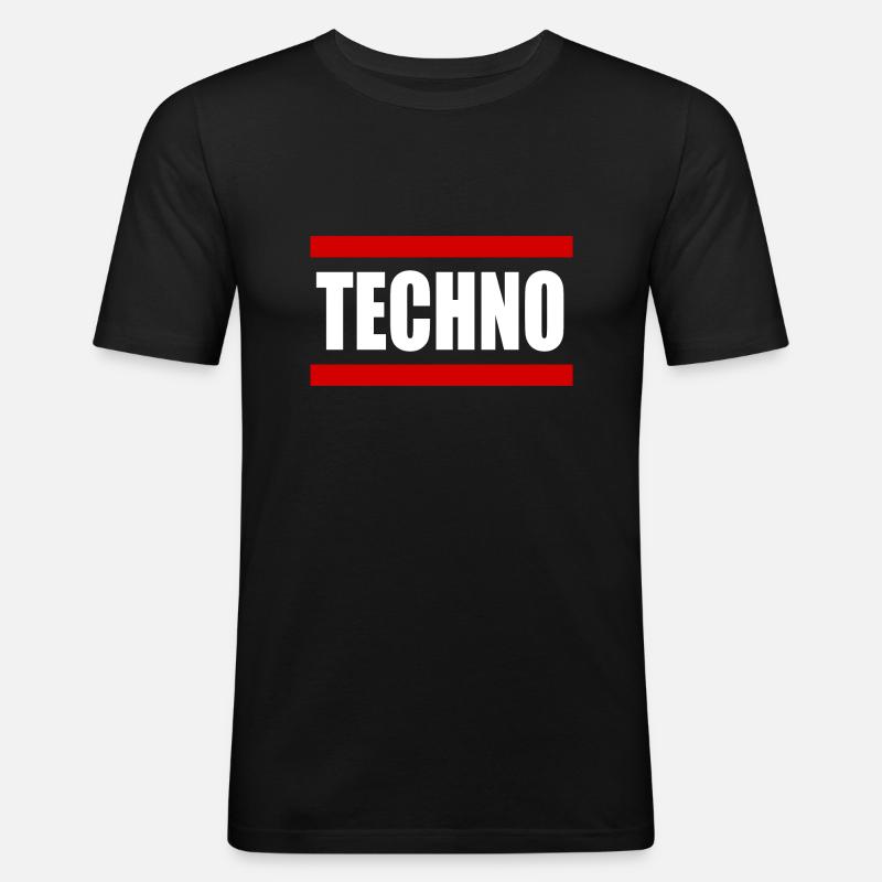 Techno Rave Musik - Männer Slim Fit T-Shirt - Schwarz