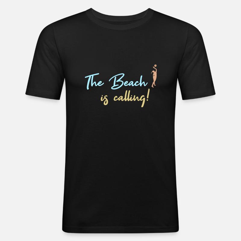 Beachvolleyball - Männer Slim Fit T-Shirt - Schwarz