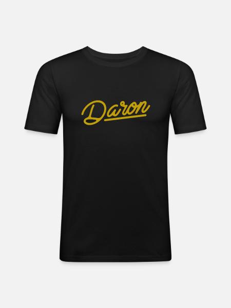Daron (in gold) - calligraphy - Men's Slim Fit T-Shirt - black