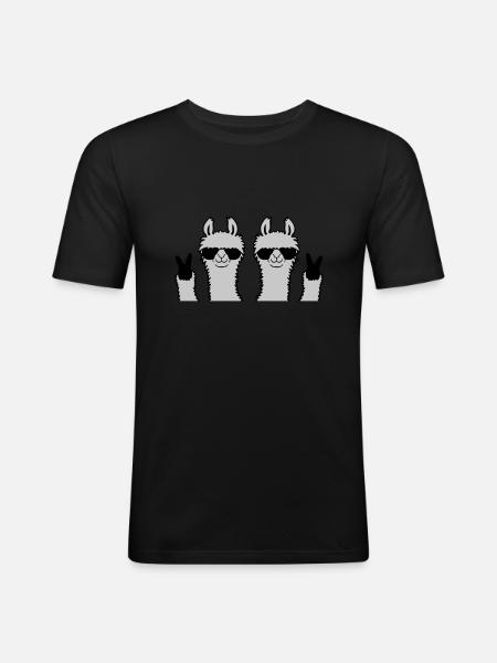 Team Llama Friends Peace - Men's Slim Fit T-Shirt - black