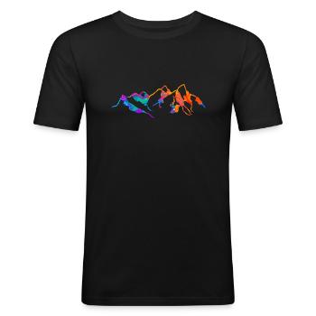 Mountain Mountains Silhouette - Men's Slim Fit T-Shirt - black - Front - Nik (191cm)