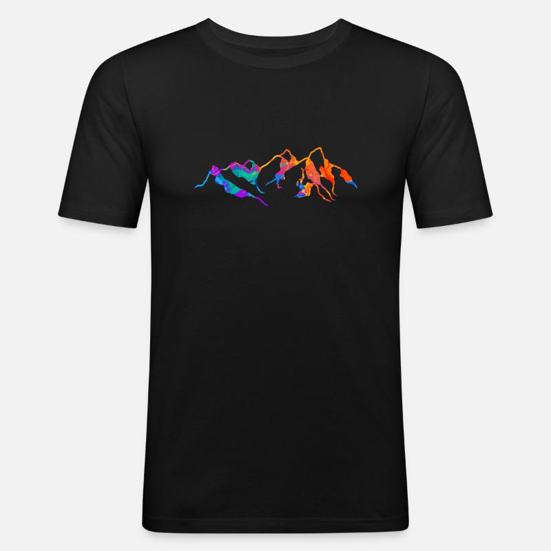 Berg Berge Silhouette - Männer Slim Fit T-Shirt - Schwarz