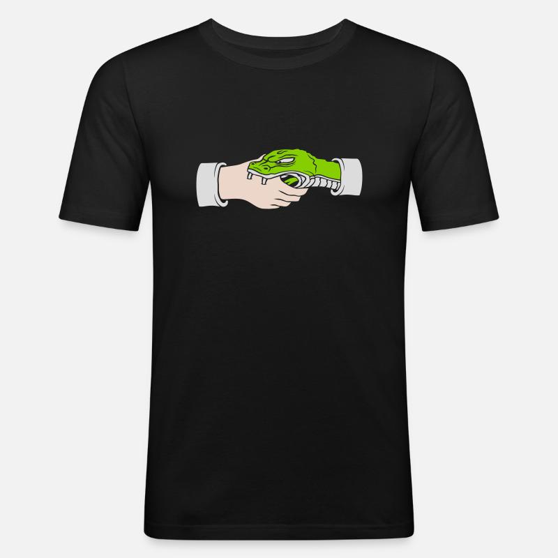 Greeting Handshake Snake Bites - Men's Slim Fit T-Shirt - black