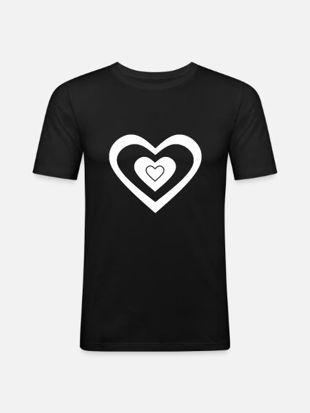 Heart White Valentine's Day - Men's Slim Fit T-Shirt - black