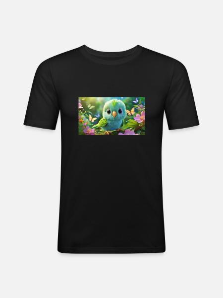 Papagei - Männer Slim Fit T-Shirt - Schwarz