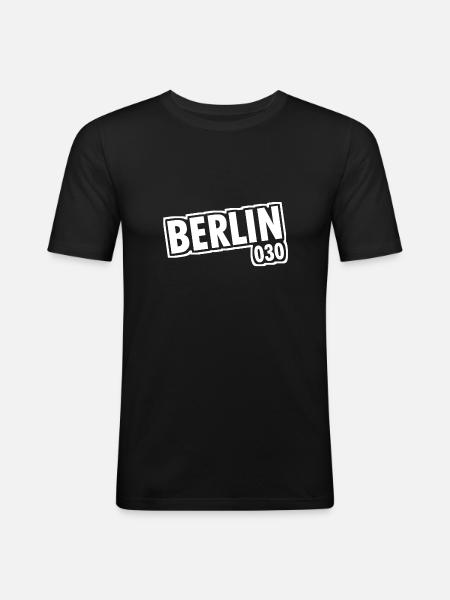Berlin - 030 - Capital - Germany - Area Code - Men's Slim Fit T-Shirt - black