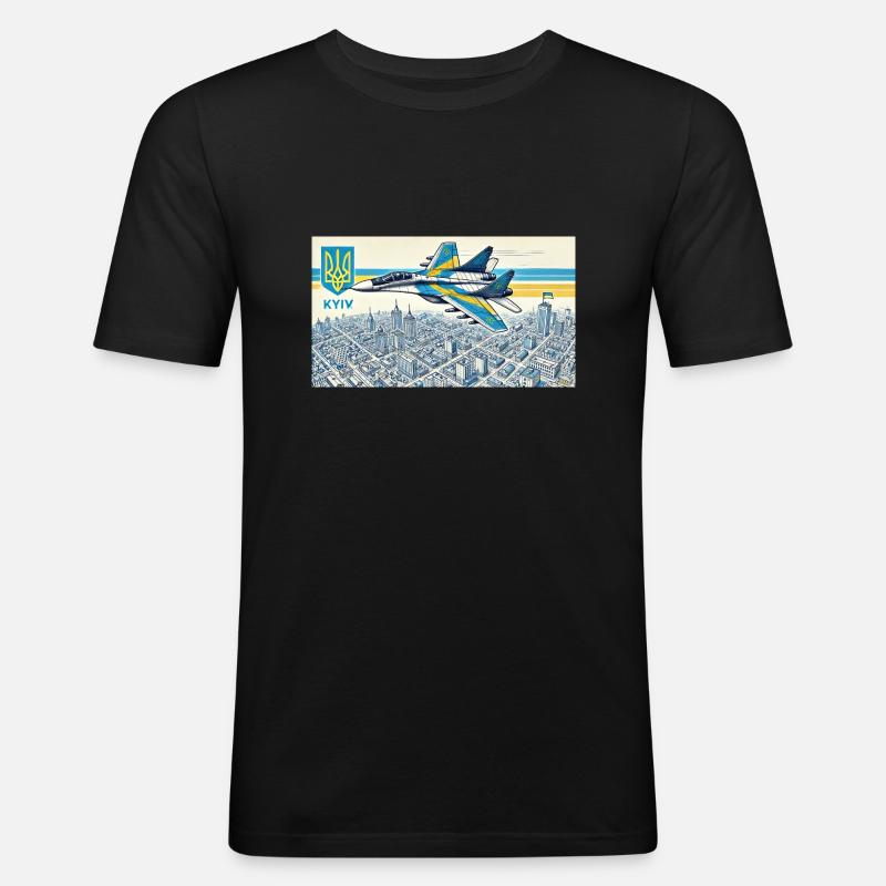 Der Geist von Kiew - Männer Slim Fit T-Shirt - Schwarz