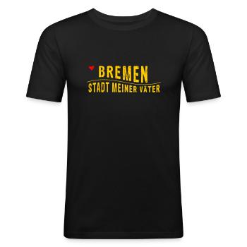 Breman, LA CITÉ DE MES PÈRES (illustration vectorielle) - T-shirt près du corps Homme - noir - Devant - Nik (191cm)