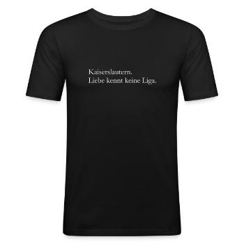 Betze Kaiserslautern Liebe kennt keine Liga - Männer Slim Fit T-Shirt - Schwarz - Vorne - Nik (191cm)