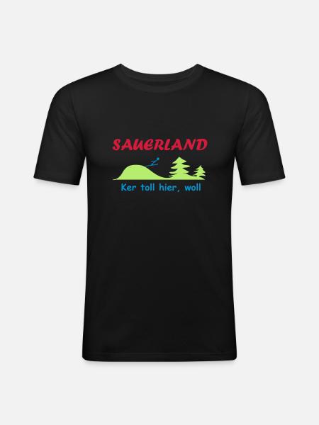 Sauerland - Männer Slim Fit T-Shirt - Schwarz