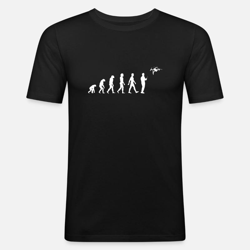 Drohne Evolution - Männer Slim Fit T-Shirt - Schwarz
