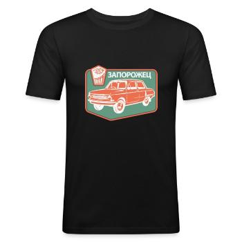 Saporoshez Russland Geschenk Auto Autoliebhaber - Männer Slim Fit T-Shirt - Schwarz - Vorne - Nik (191cm)