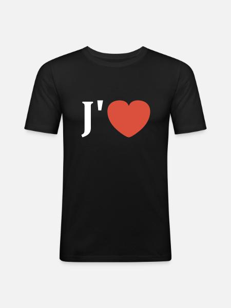 J'aime - T-shirt près du corps Homme - noir