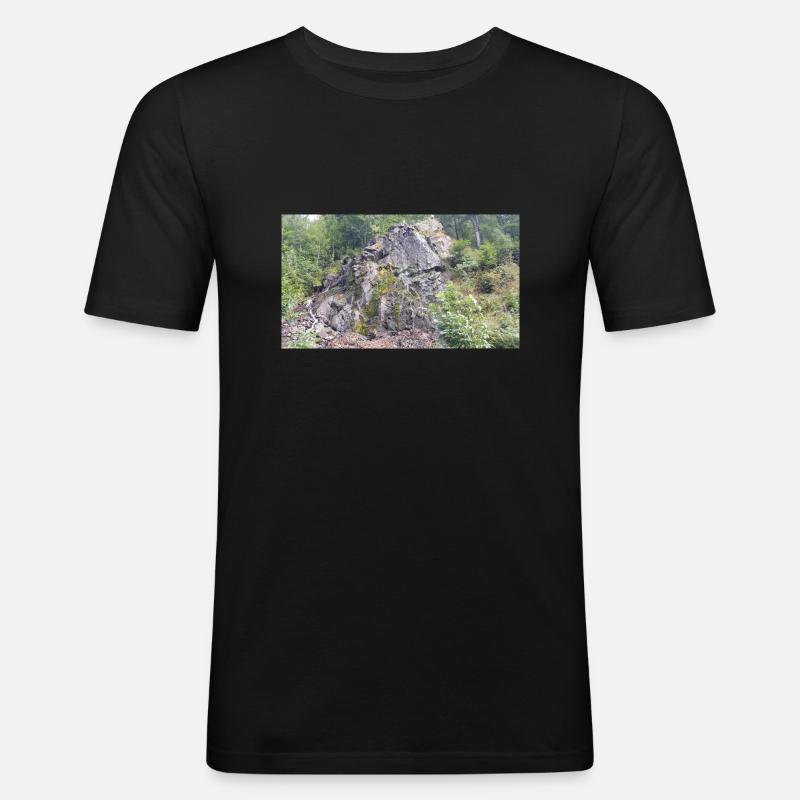 Wasserfall - Männer Slim Fit T-Shirt - Schwarz