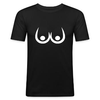 lustige unhöfliche Zeichnung - Männer Slim Fit T-Shirt - Schwarz - Vorne - Nik (191cm)