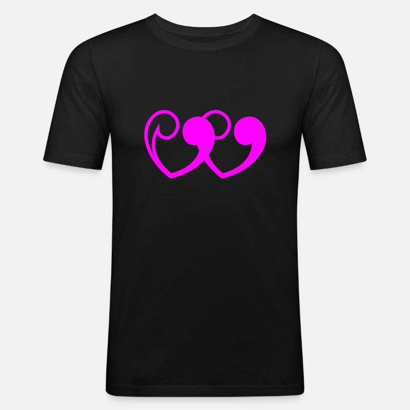 Herz Gänsefüßchen - Männer Slim Fit T-Shirt - Schwarz