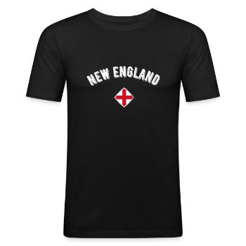 Neuengland - Männer Slim Fit T-Shirt - Schwarz - Vorne - Nik (191cm)