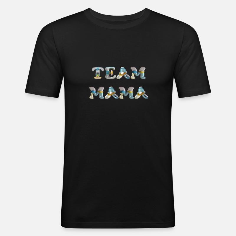 Team Mama Schnuller - Männer Slim Fit T-Shirt - Schwarz