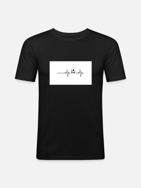 Herzschlag Fußball Design - Männer Slim Fit T-Shirt - Schwarz