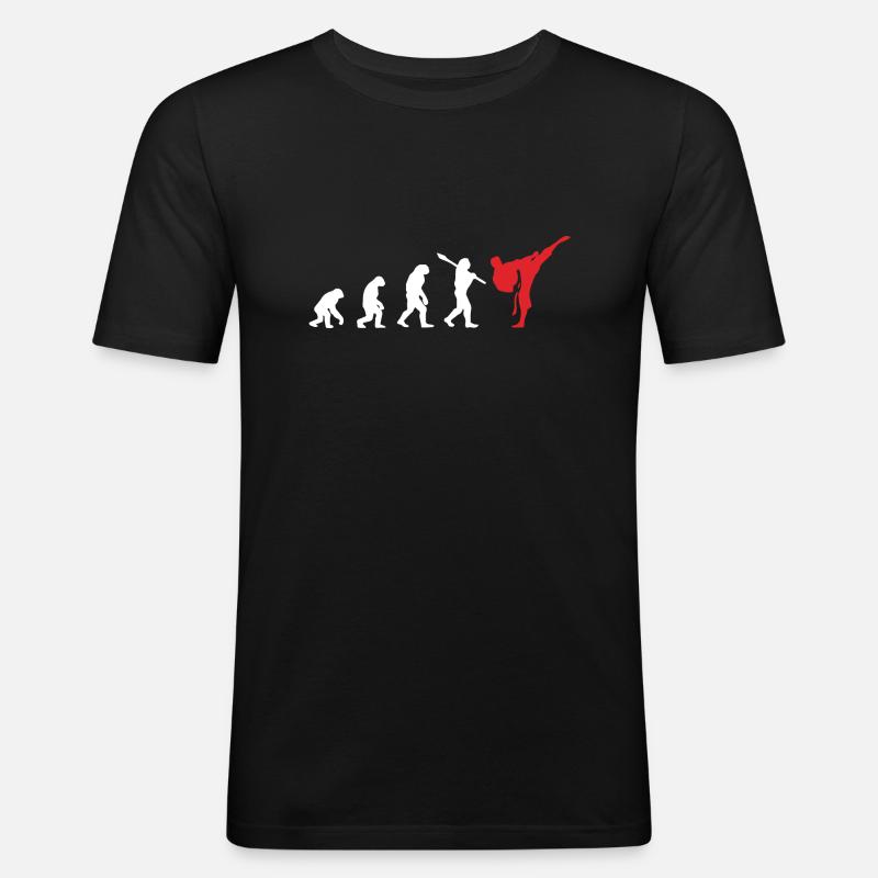 Karate Evolution Entwicklung Kamfkunst - Männer Slim Fit T-Shirt - Schwarz