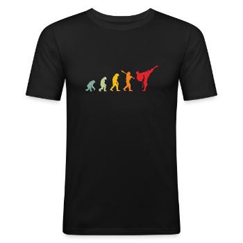 Karate Evolution Entwicklung Kamfkunst - Männer Slim Fit T-Shirt - Schwarz - Vorne - Nik (191cm)