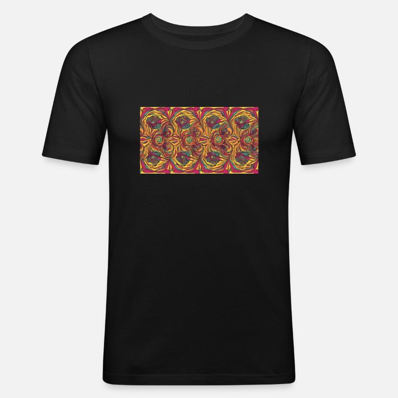 Psychedelish - Männer Slim Fit T-Shirt - Schwarz