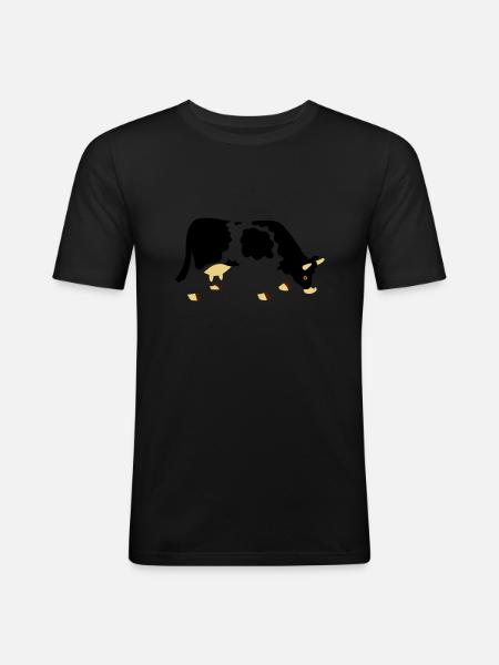 Kuh mit Löchern - Männer Slim Fit T-Shirt - Schwarz