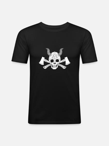Viking skull axe motif - Men's Slim Fit T-Shirt - black