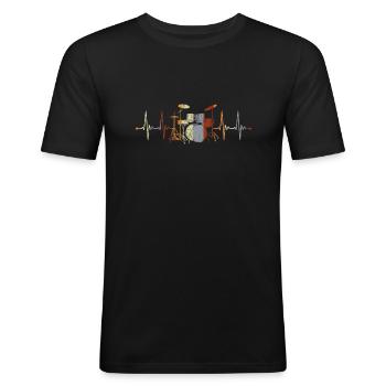 Batteur batteur batteur batteur battement de cœur - T-shirt près du corps Homme - noir - Devant - Nik (191cm)