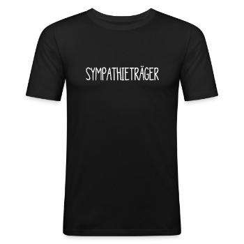 Sympathieträger - ideal für symphatische Menschen - Männer Slim Fit T-Shirt - Schwarz - Vorne - Nik (191cm)