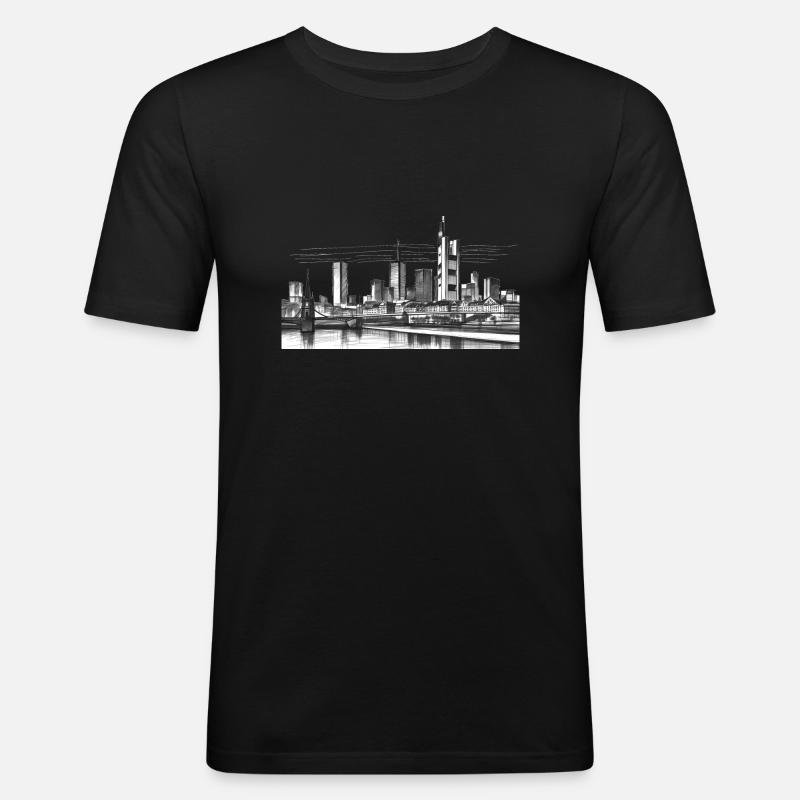 frankfurt Skyline - Männer Slim Fit T-Shirt - Schwarz