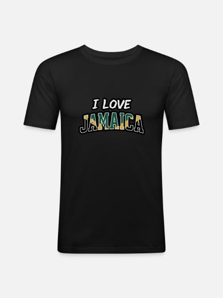 I LOVE JAMAICA - Men's Slim Fit T-Shirt - black