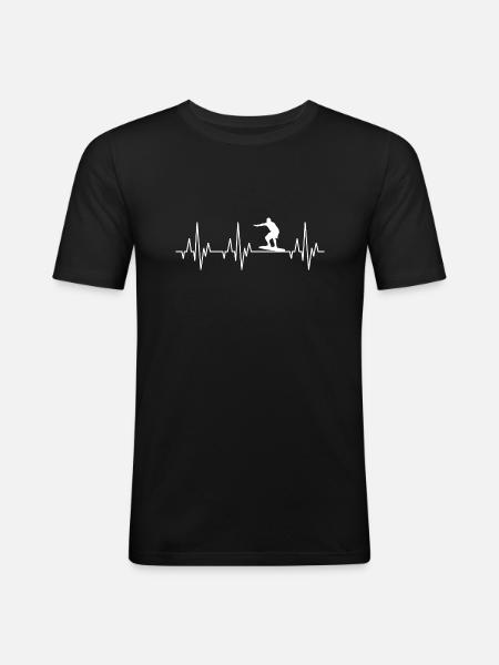 Heartbeat Surfing Surfers surfboard surfing - Men's Slim Fit T-Shirt - black