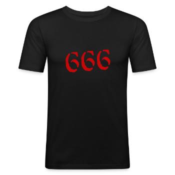 666 Satan - Men's Slim Fit T-Shirt - black - Front - Nik (191cm)