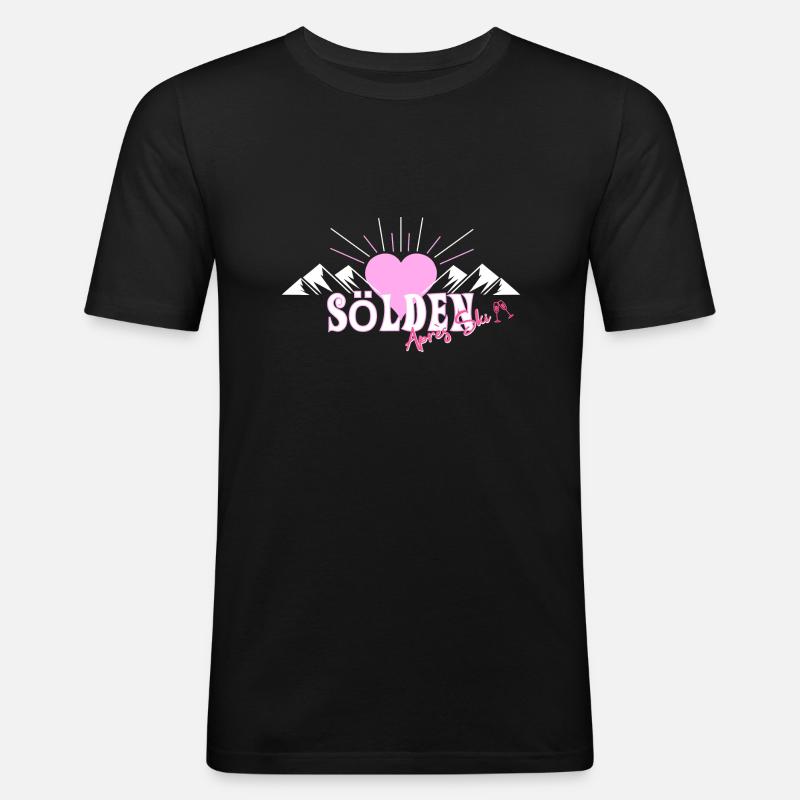 Sölden - Männer Slim Fit T-Shirt - Schwarz