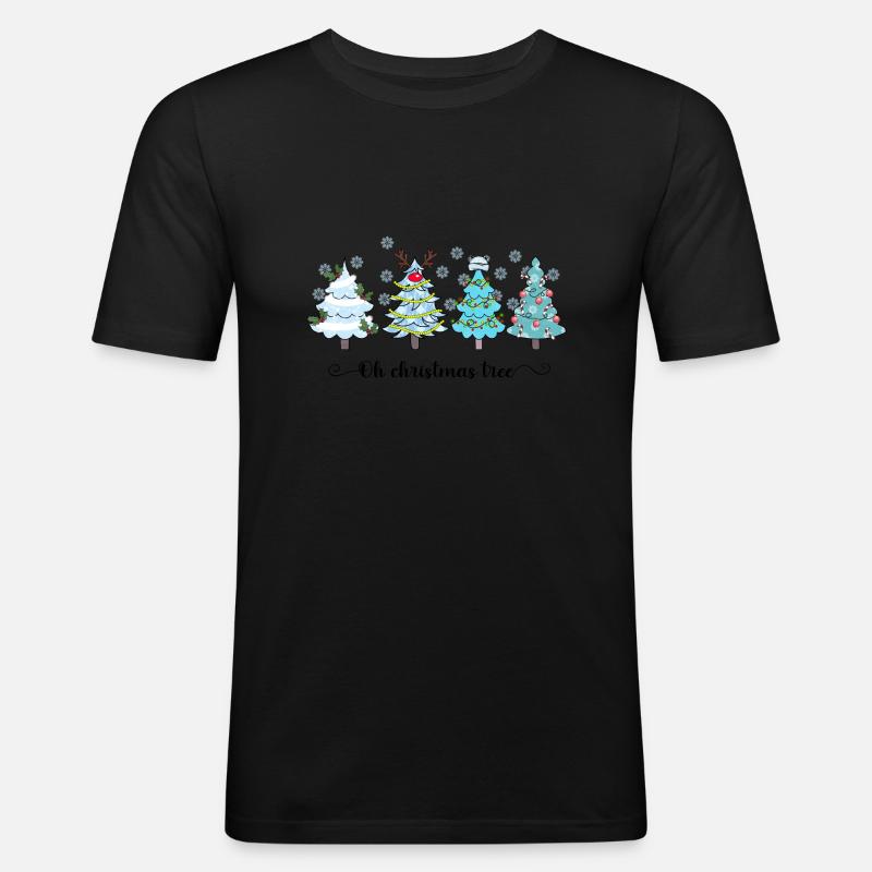 Oh Christmas Tree - Männer Slim Fit T-Shirt - Schwarz