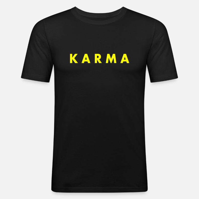 Karma - Männer Slim Fit T-Shirt - Schwarz