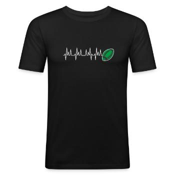 Rugby battement coeur rugby club pau montauban - T-shirt près du corps Homme - noir - Devant - Nik (191cm)