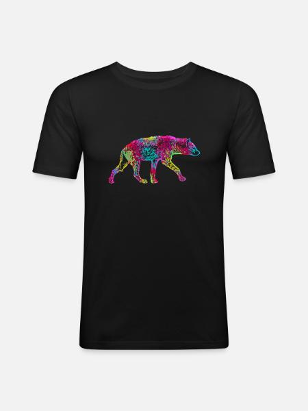 Bunte Hyäne - Männer Slim Fit T-Shirt - Schwarz