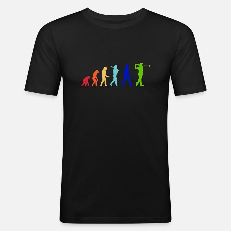 Evolution Golf bunt - Golfspielen Golfen - Männer Slim Fit T-Shirt - Schwarz