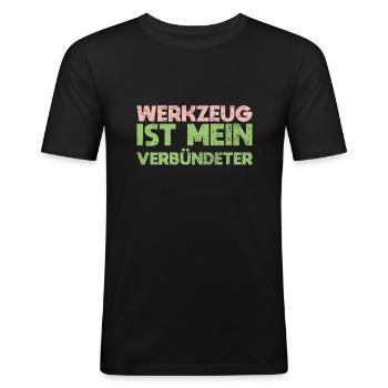 Werkzeug Ist Mein Verbündeter - Männer Slim Fit T-Shirt - Schwarz - Vorne - Nik (191cm)