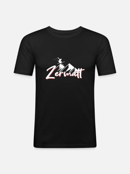 Zermatt - Männer Slim Fit T-Shirt - Schwarz