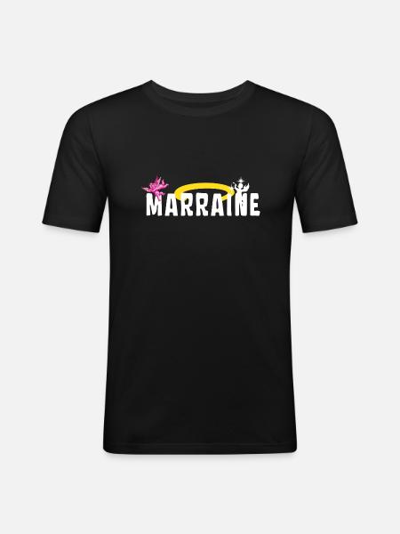 Marraine Baptême Auréole Anges - T-shirt près du corps Homme - noir